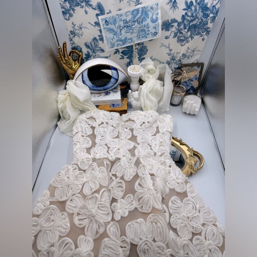 🆕 BRONX & BANCO 🧿 NWOT Sabrina White Bridal Midi Dress, Sz XS / US 2 - Picture 3 of 17